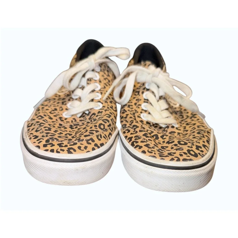 Vans Animal Print Sneakers Women Sz 8 Tan Black Low Top Canvas Skate Shoes Y2K
